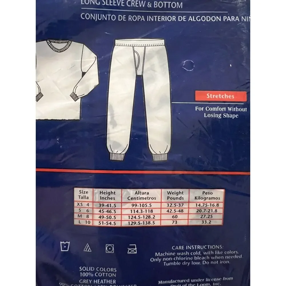 Vintage Fruit of the Loom Boys Underwear‎ Set Long Johns Sz 6 S Football Design